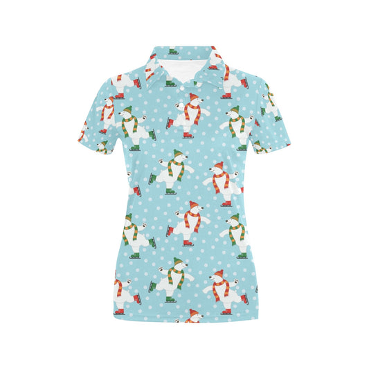 Polar Bear Pattern Print Design PB07 Women's Polo Shirt
