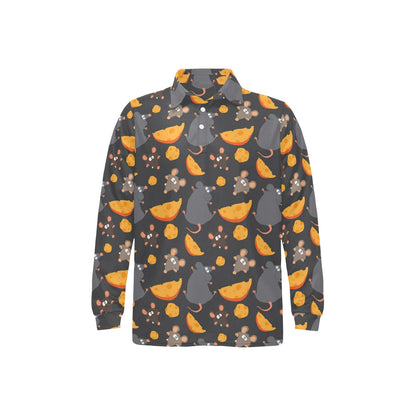 Rat Pattern Print Design 04 Long Sleeve Polo Shirt For Men's