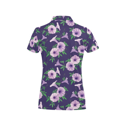 Morning Glory Pattern Print Design MG01 Women's Polo Shirt