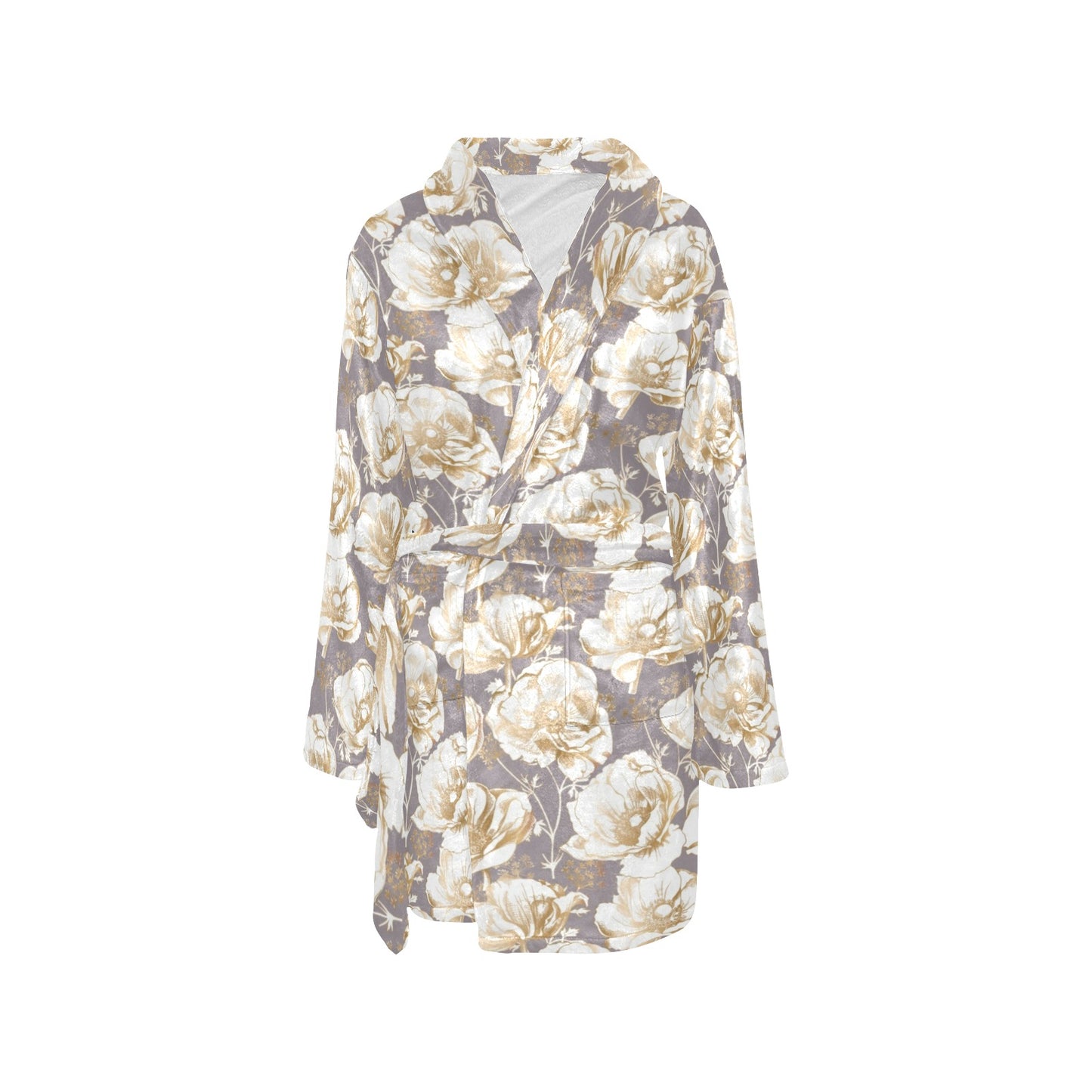Anemone Pattern Print Design AM05 Women's Fleece Robe
