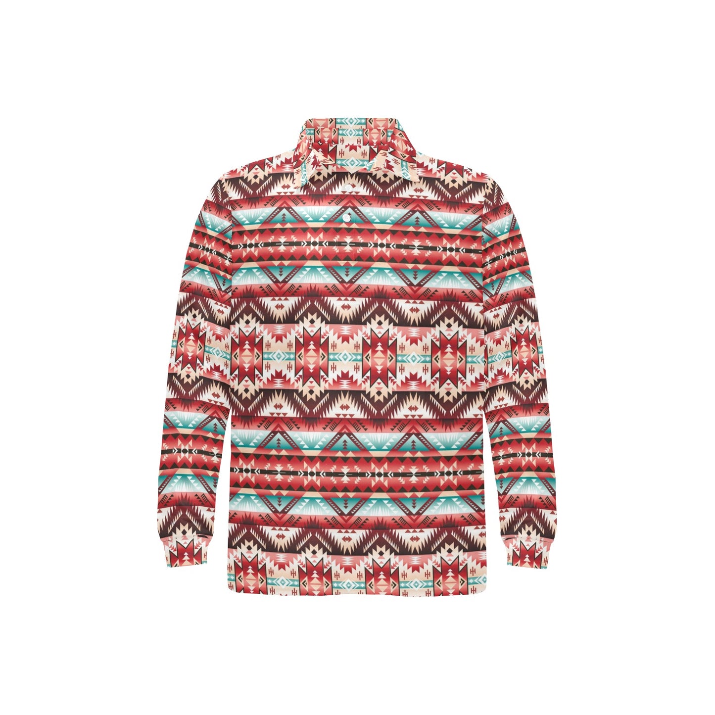 Aztec Western Style Print Pattern Long Sleeve Polo Shirt For Men's