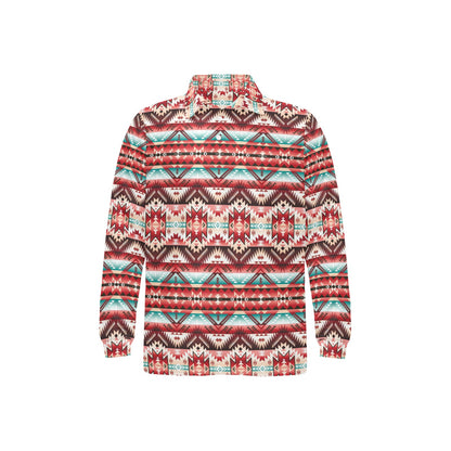 Aztec Western Style Print Pattern Long Sleeve Polo Shirt For Men's