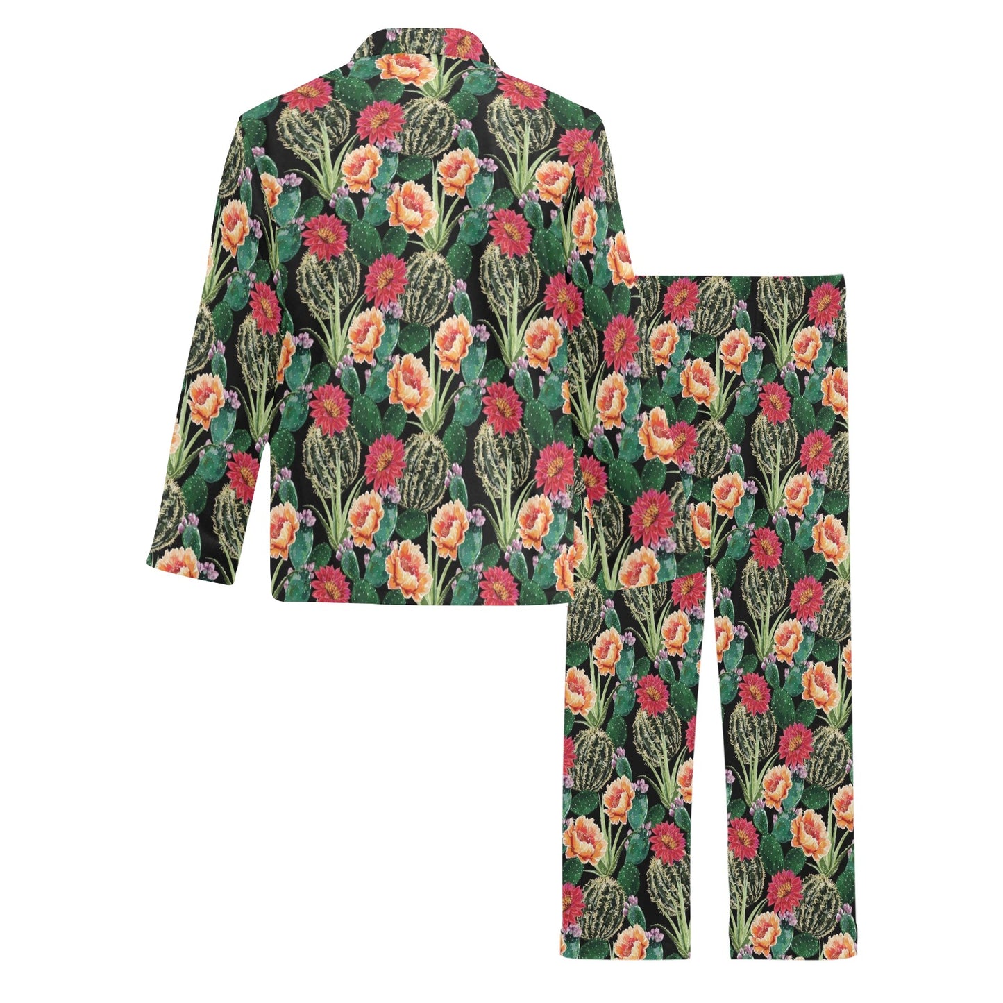 Cactus Pattern Print Design 06 Men's Long Pajama Set