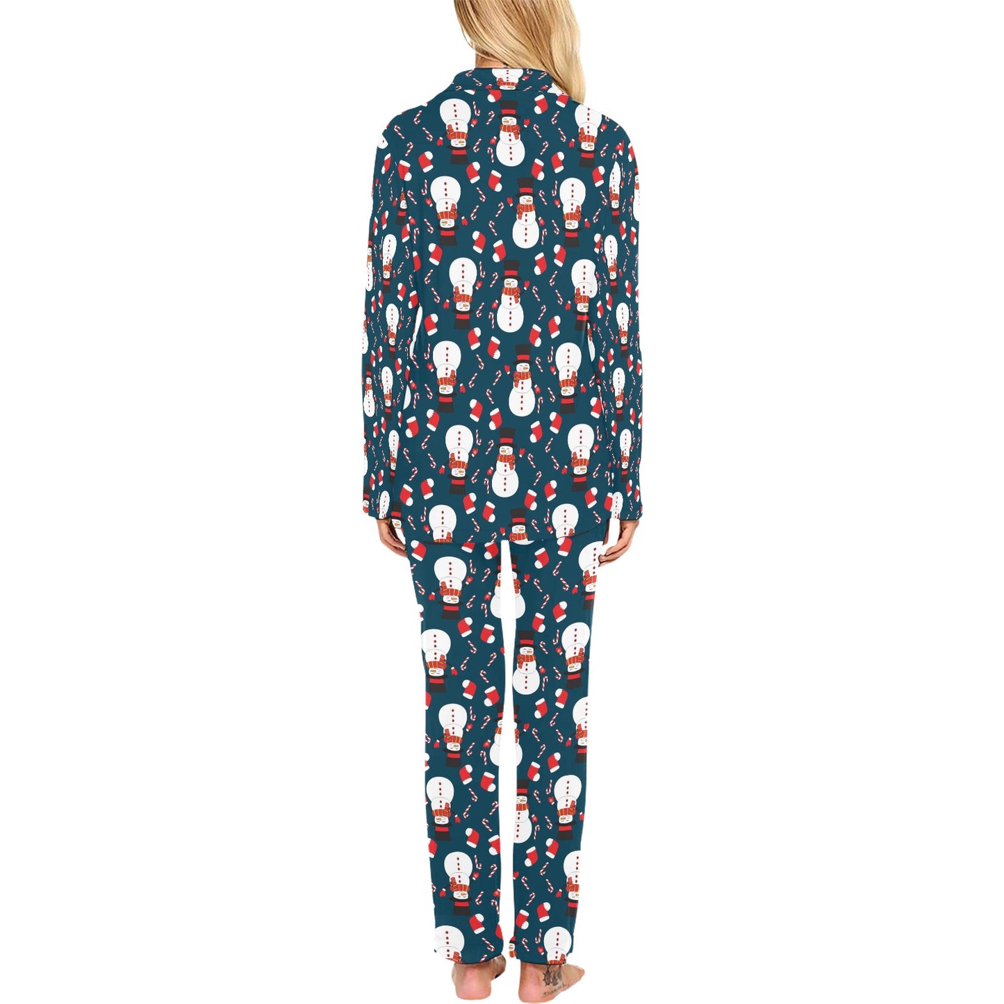 Snowman Print Design LKS301 Women's Long Pajama Set