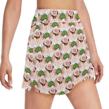 Pig Print Design LKS403 17" Golf & Pickleball Skort with Pockets