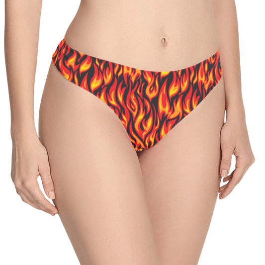 Flame Fire Print Pattern Women's Thongs