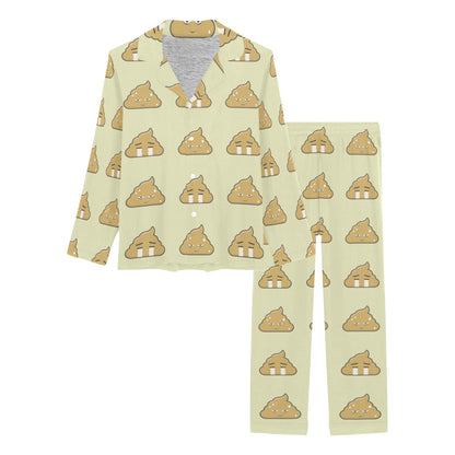 Poop Emoji Pattern Print Design A04 Women's Long Pajama Set