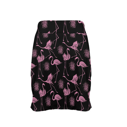 Flamingo Pink Print Pattern 17" Golf & Pickleball Skort with Pockets