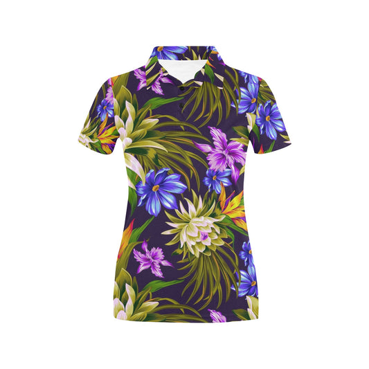 Water Lily Pattern Print Design WL08 Women's Polo Shirt