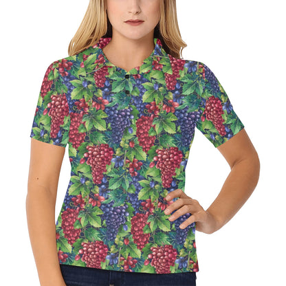Grape Pattern Print Design GP02 Women's Polo Shirt