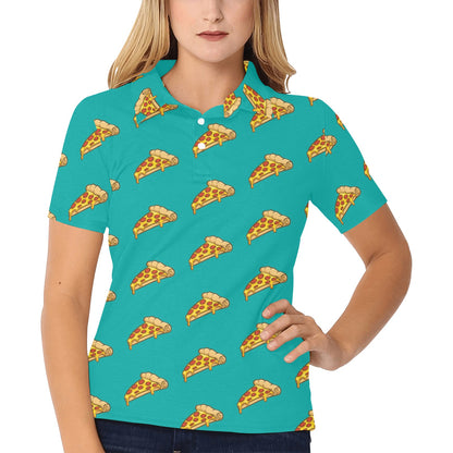 Pizza Pattern Print Design A03 Women's Polo Shirt