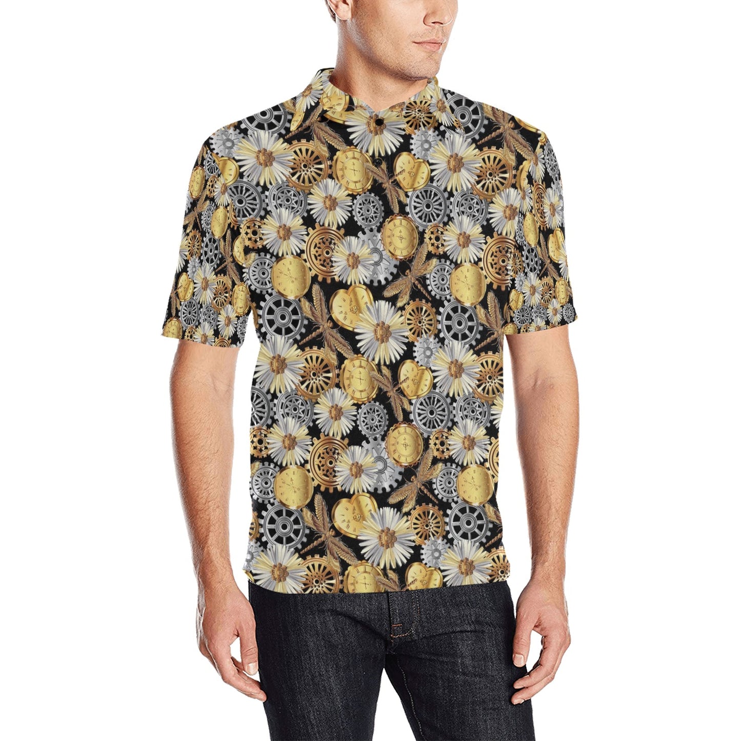 Steampunk Dragonfly Print Design LKS302 Men Polo Shirt