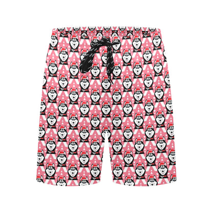Siberian Huskies Christmas Themed Print Design LKS302 Men's Swim Trunks Beach Shorts