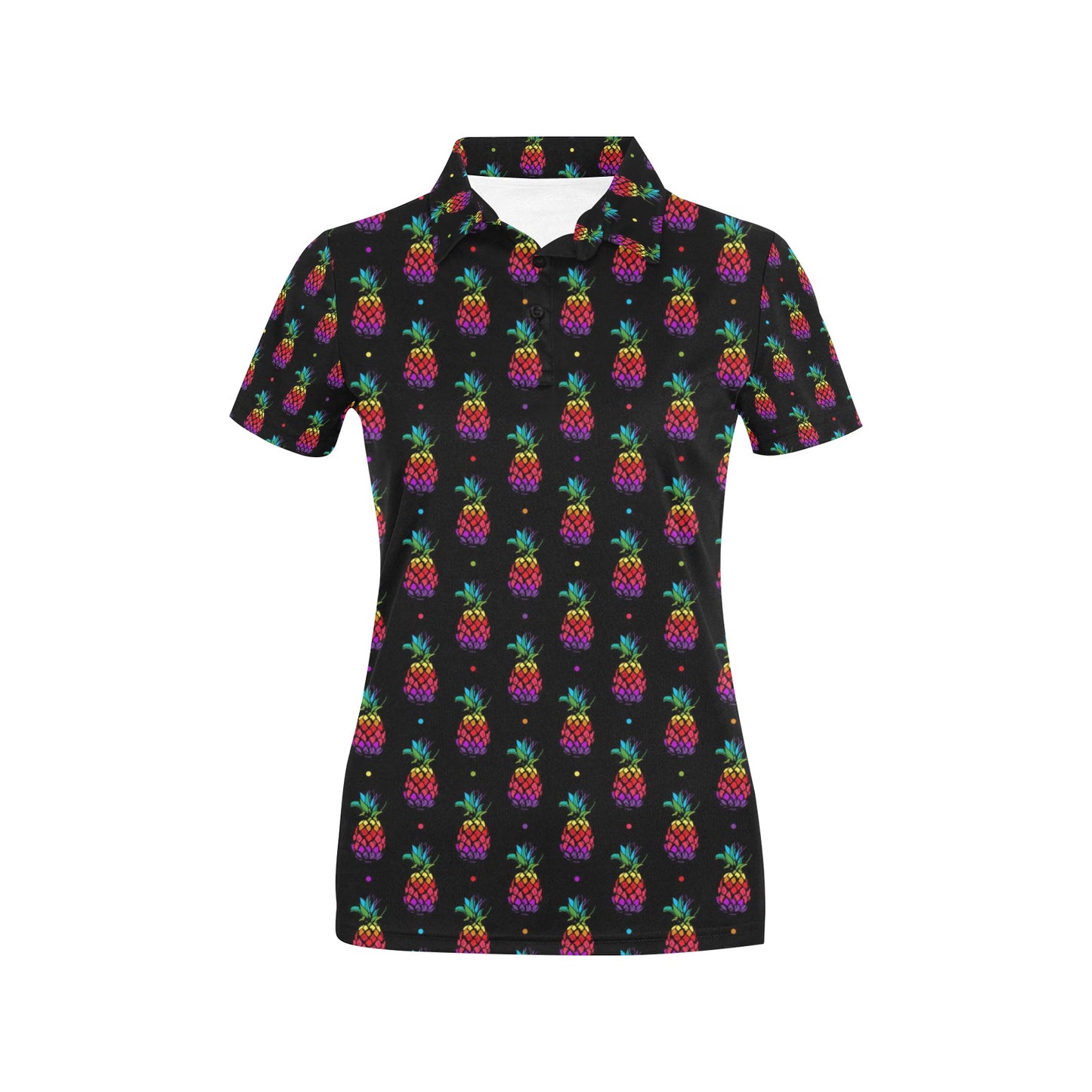 Pineapple Rainbow Dot Print Women's Polo Shirt