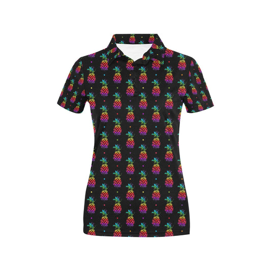 Pineapple Rainbow Dot Print Women's Polo Shirt