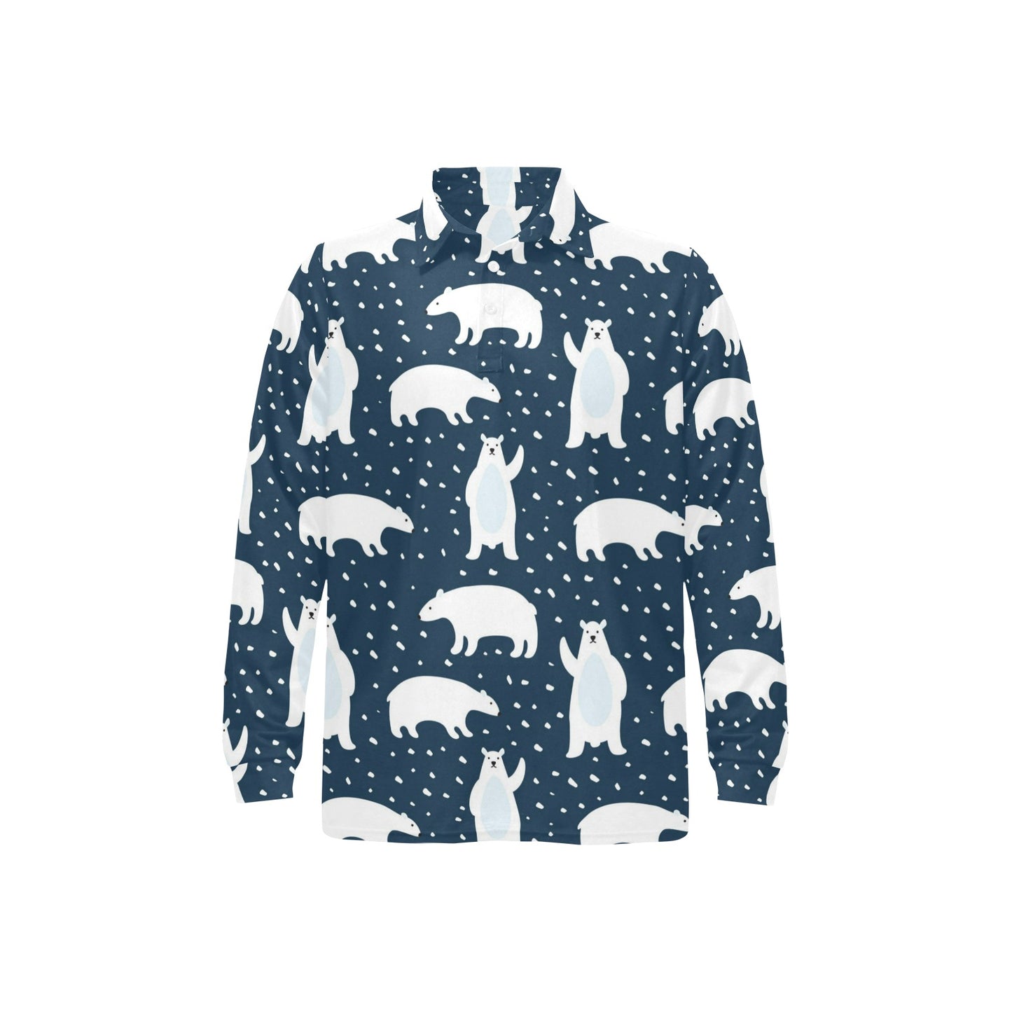 Polar Bear Pattern Print Design A02 Long Sleeve Polo Shirt For Men's