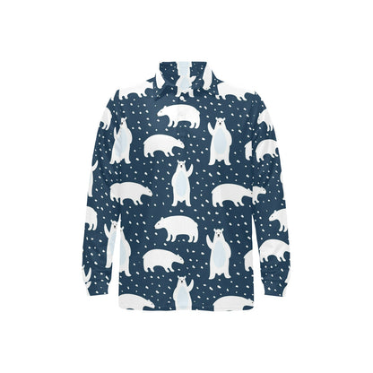 Polar Bear Pattern Print Design A02 Long Sleeve Polo Shirt For Men's