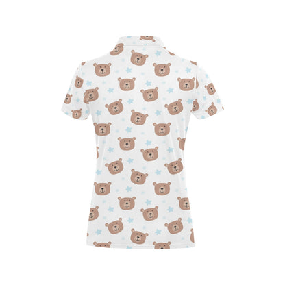 Bear Pattern Print Design BE02 Women's Polo Shirt