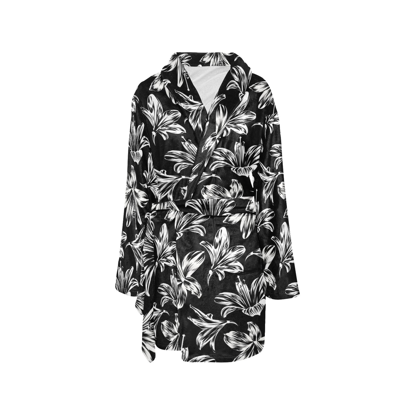 Amaryllis Pattern Print Design AL04 Women's Fleece Robe
