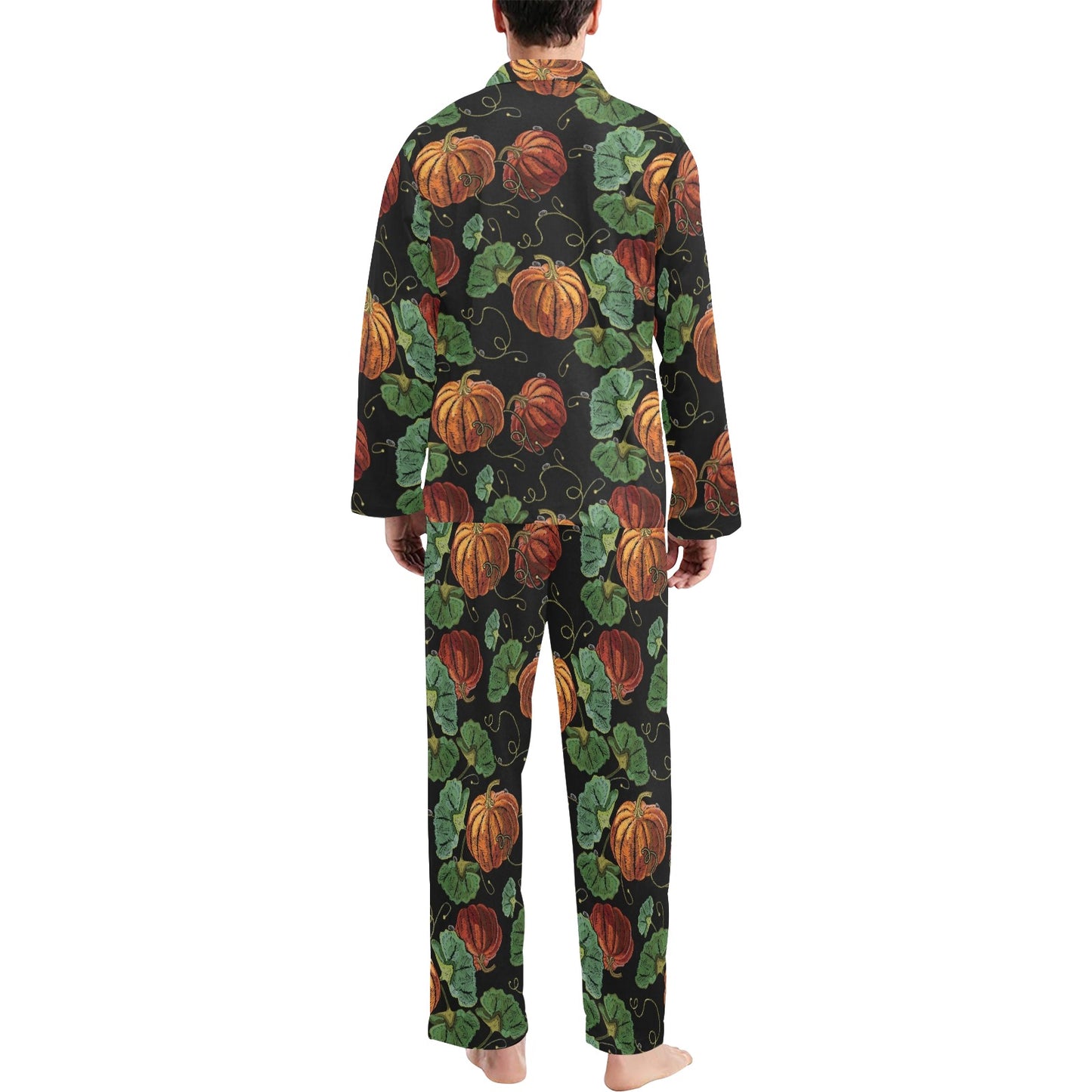 Pumpkin Pattern Print Design A02 Men's Long Pajama Set