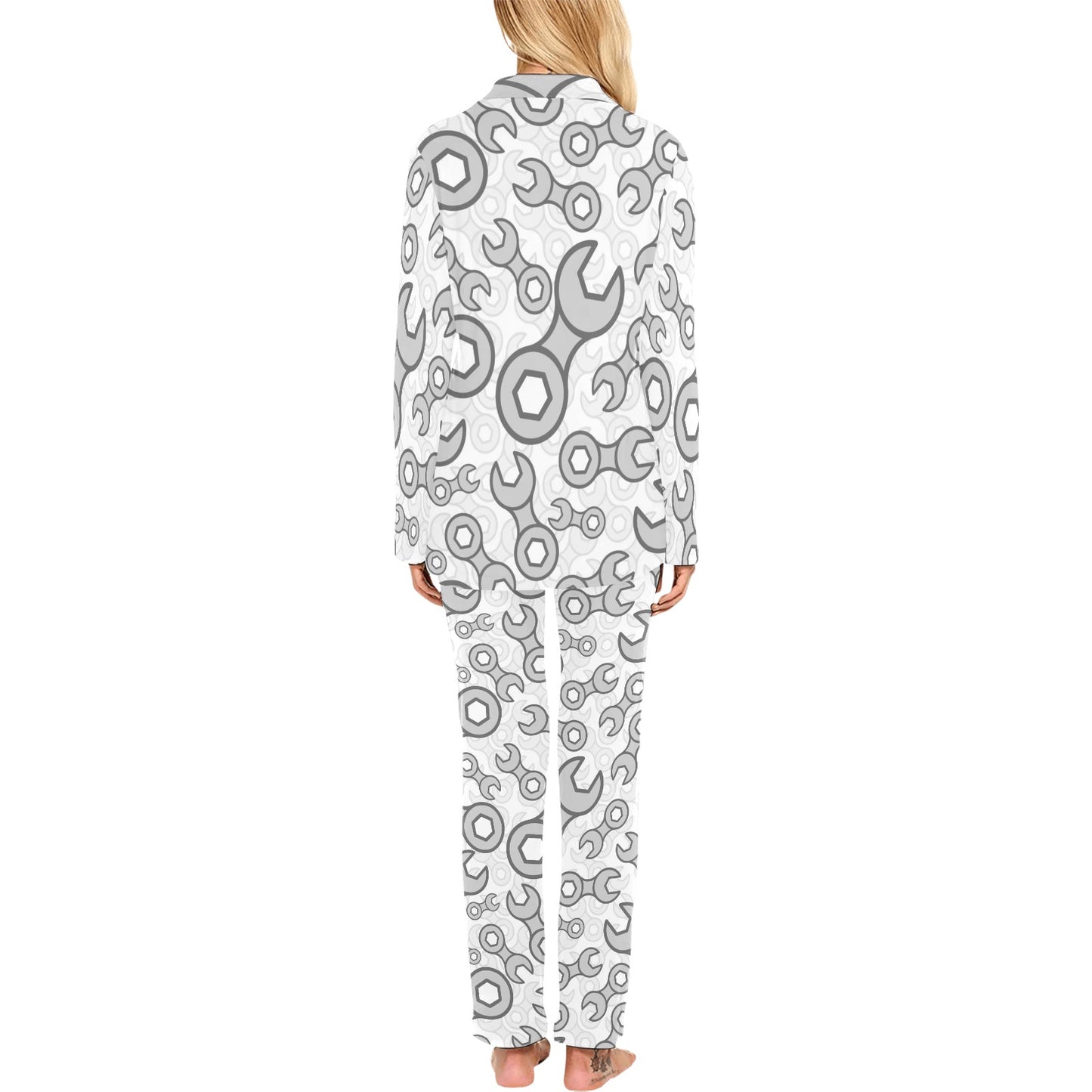 Mechanic Pattern Print Design 05 Women's Long Pajama Set