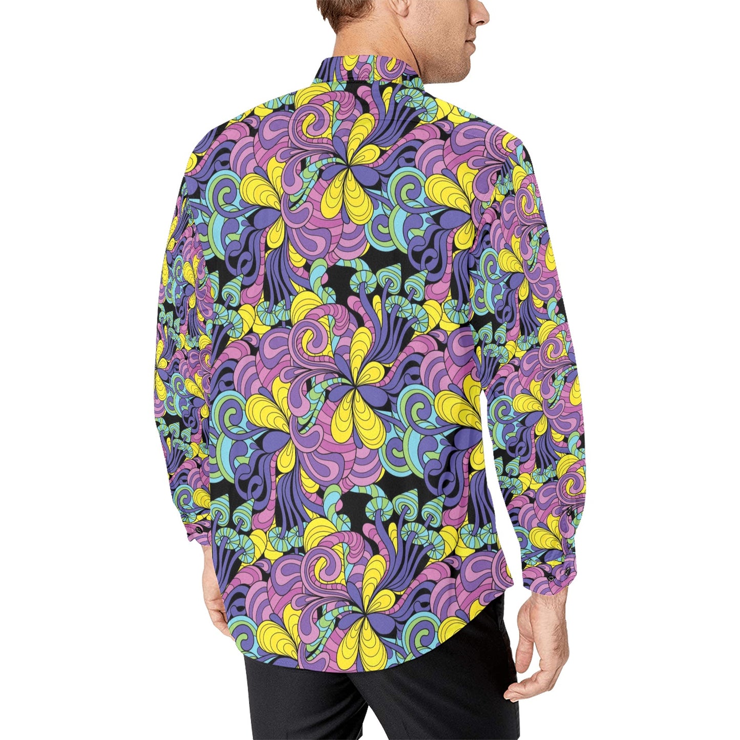 Trippy Print Design LKS305 Men's Long Sleeve Dress Shirt