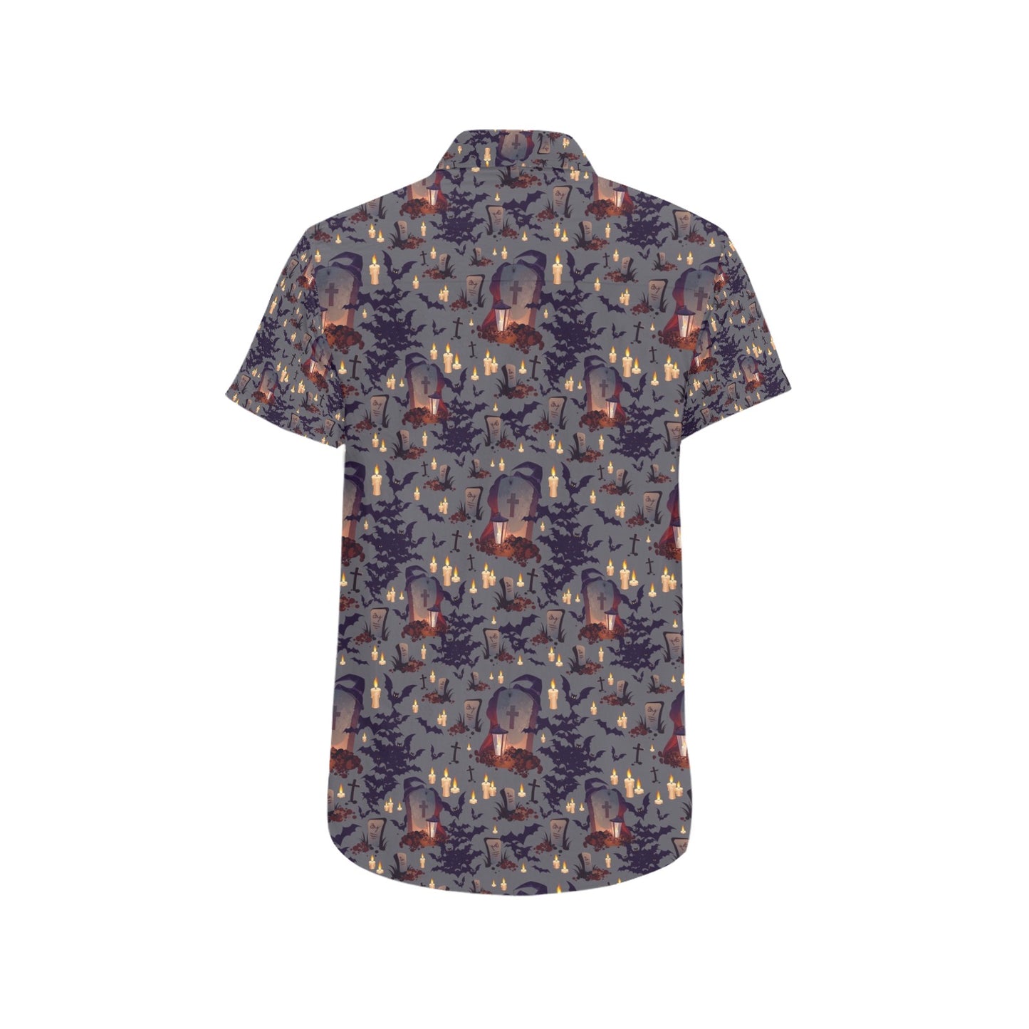 Creepy Graveyard Print Design LKS301 Men Short Sleeve Button Up Shirt