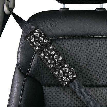 Bandana Paisley Black Print Design LKS308 Car Seat Belt Cover