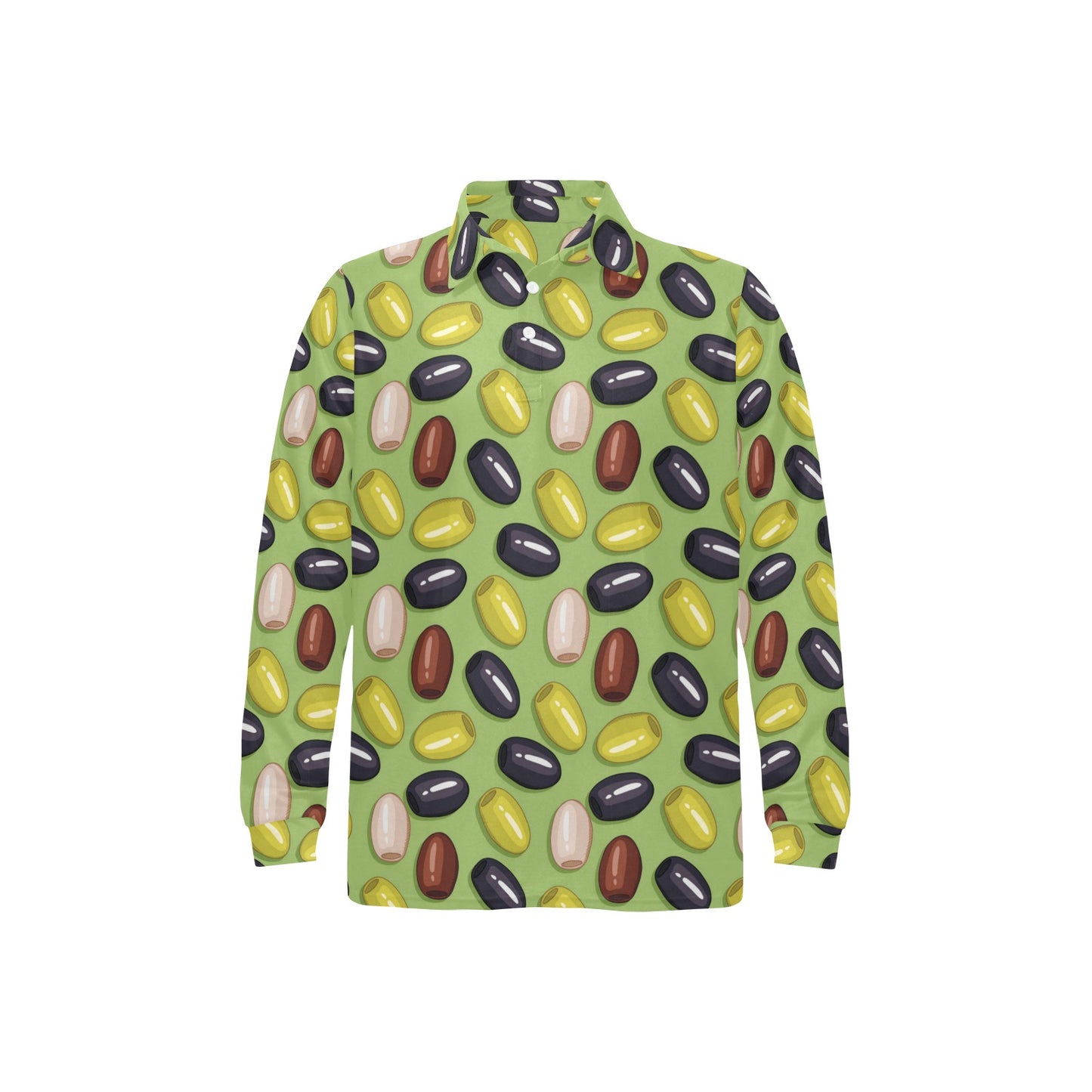 Olive Print Design LKS301 Long Sleeve Polo Shirt For Men's