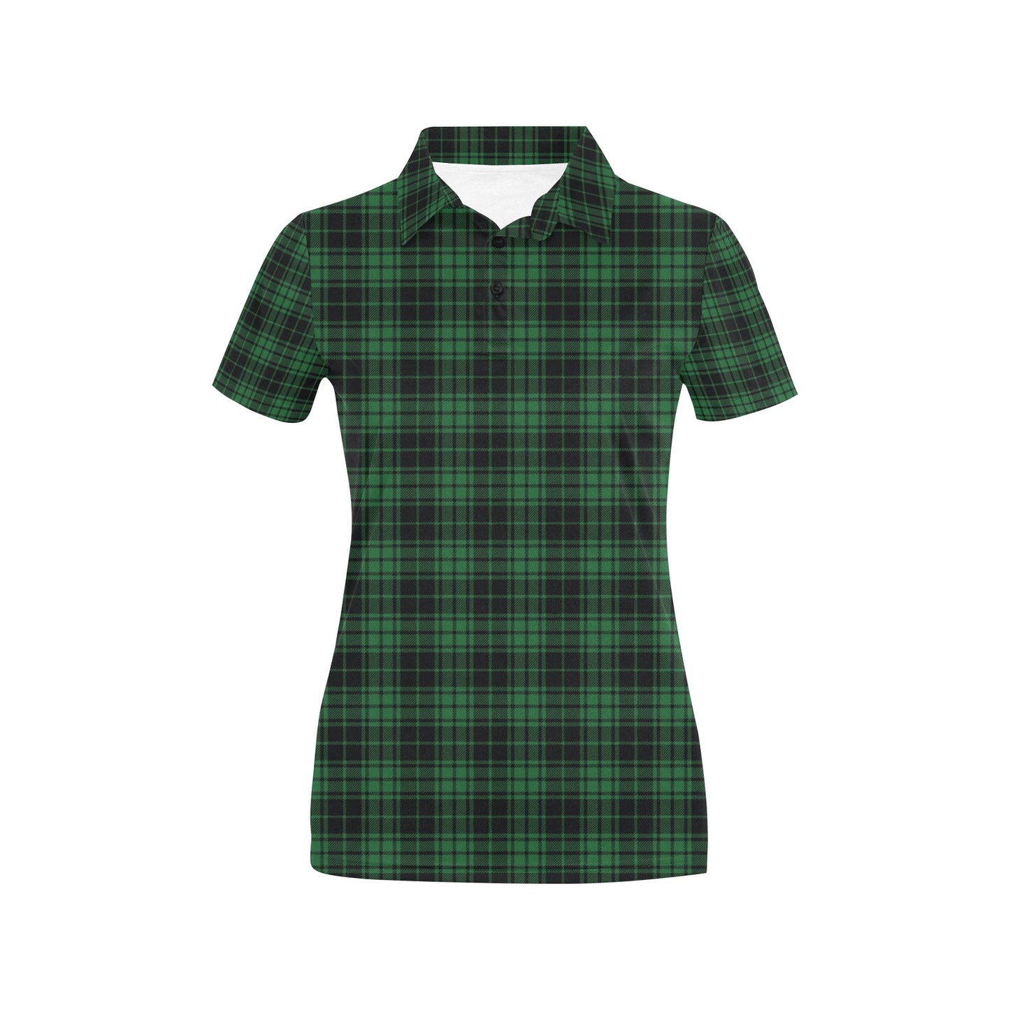 Green Tartan Plaid Pattern Women's Polo Shirt