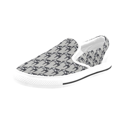 Piano Print Design LKS404 White Slip Ons Canvas Women's Shoes