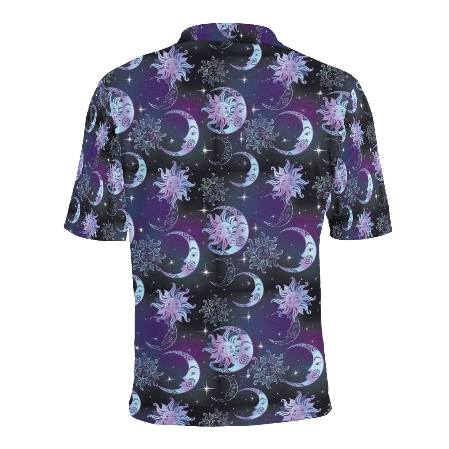 Sun Moon Print Design LKS303 Men Polo Shirt