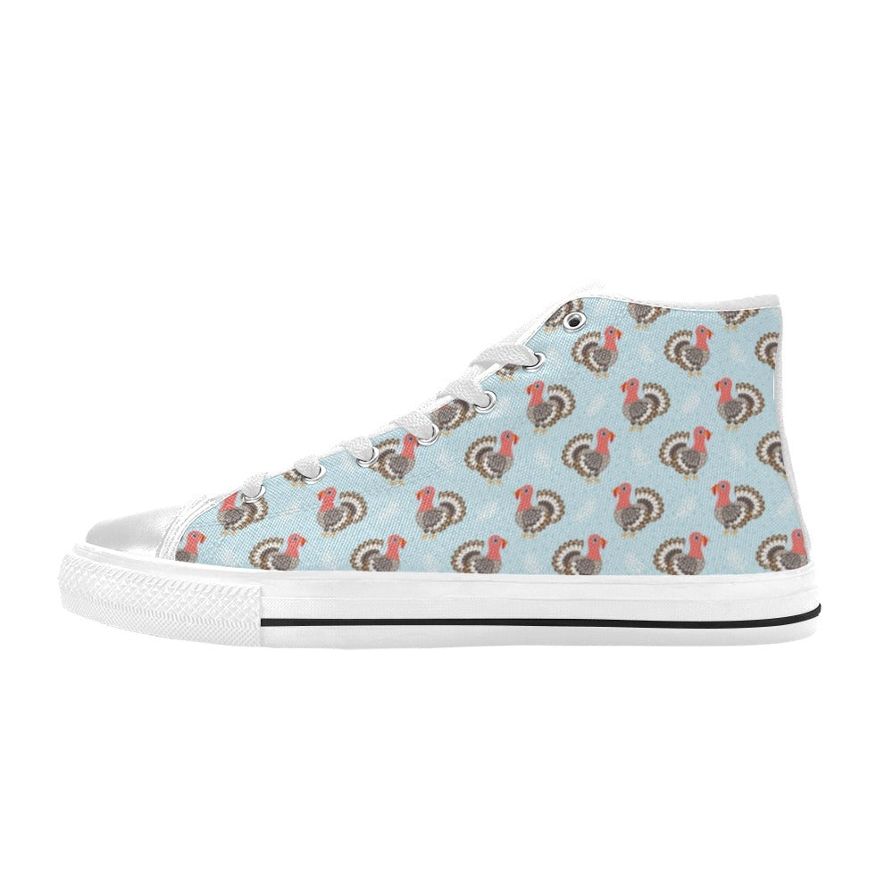 Turkey Print Design LKS403 Men's High Top Canvas Shoes