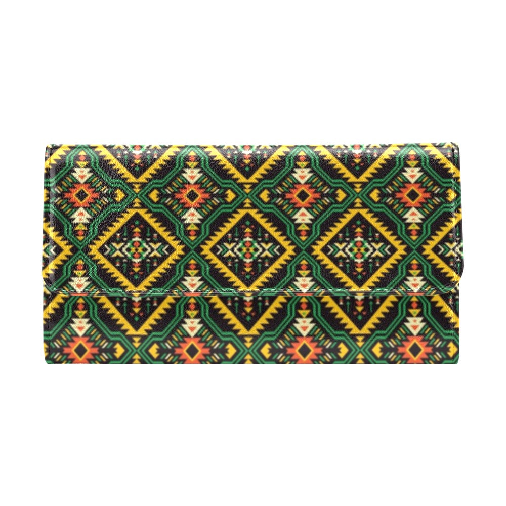Kente Green Design African Print Women's Trifold Wallet