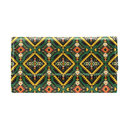 Kente Green Design African Print Women's Trifold Wallet