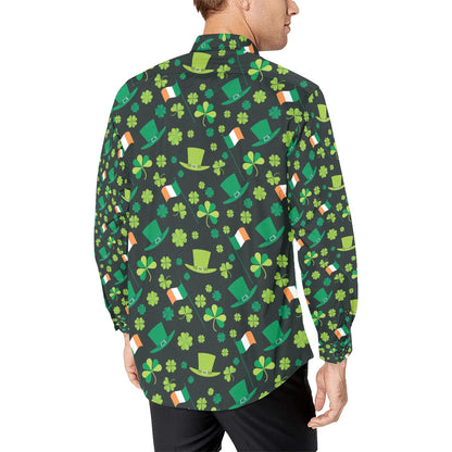 Shamrock Saint Patrick's Day Print Design LKS304 Men's Long Sleeve Dress Shirt