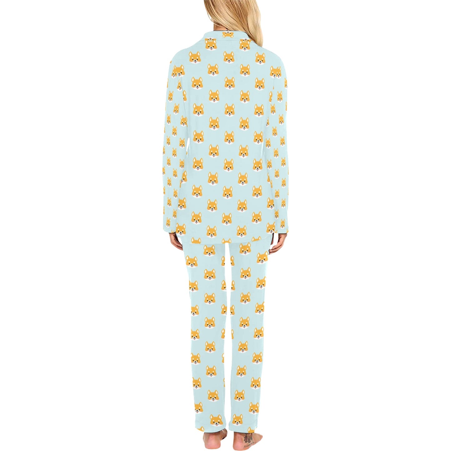 Shiba Inu Print Design LKS301 Women's Long Pajama Set