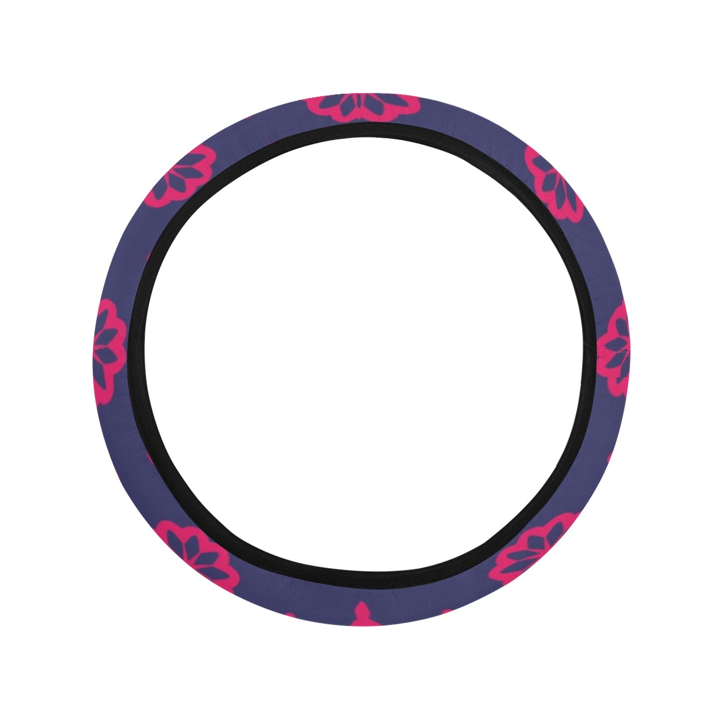 Water Lily Print Design LKS301 Steering Wheel Cover with Elastic Edge
