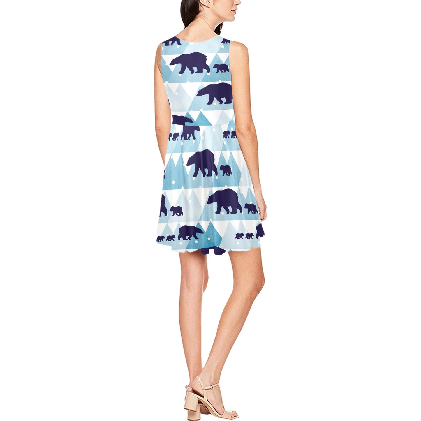 Bear Pattern Print Design BE01 Sleeveless Dress
