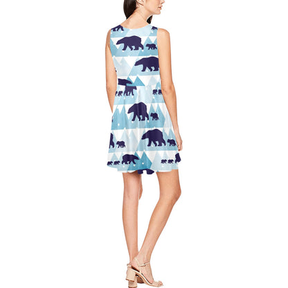 Bear Pattern Print Design BE01 Sleeveless Dress