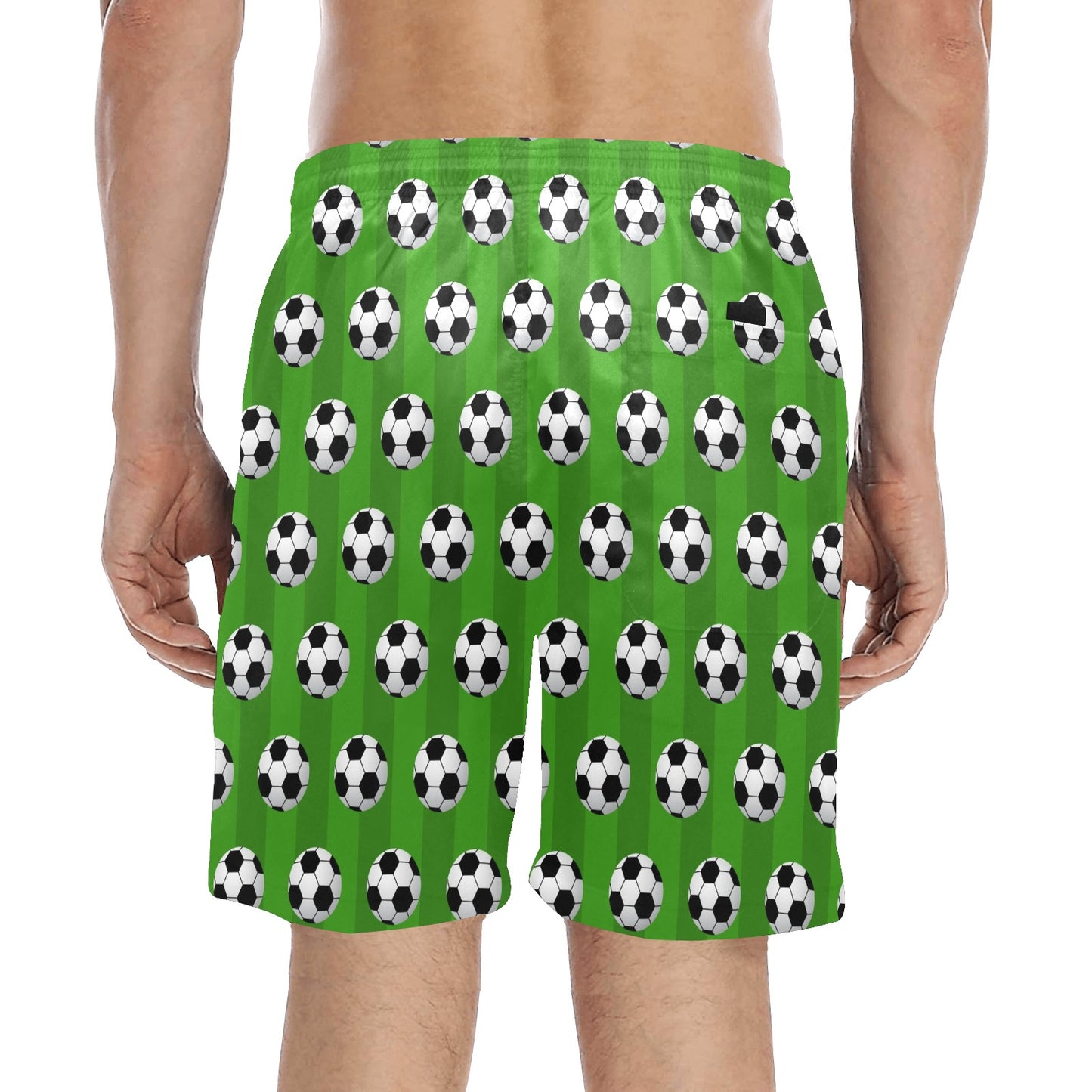Soccer Ball Green Backgrpund Print Men's Swim Trunks Beach Shorts
