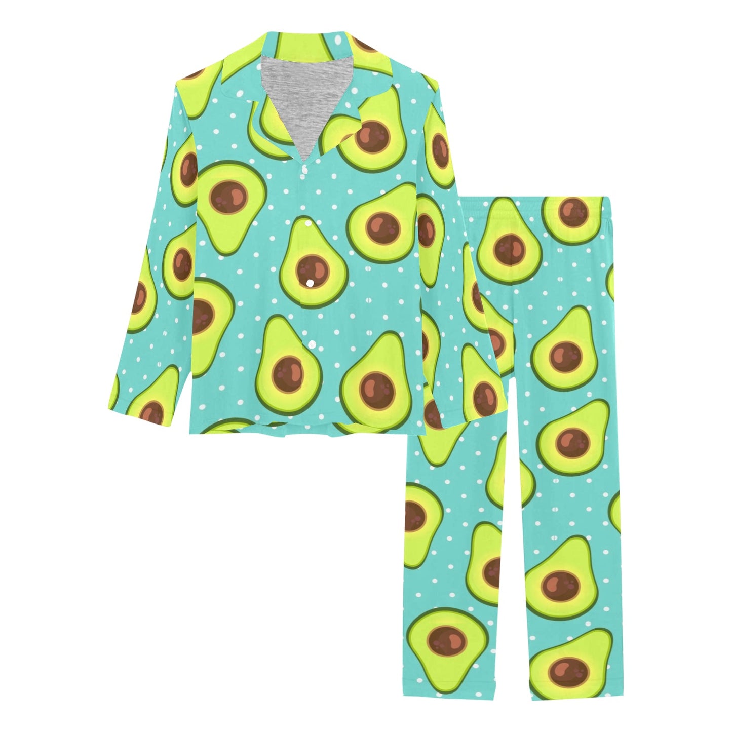 Avocado Pattern Print Design AC012 Women's Long Pajama Set
