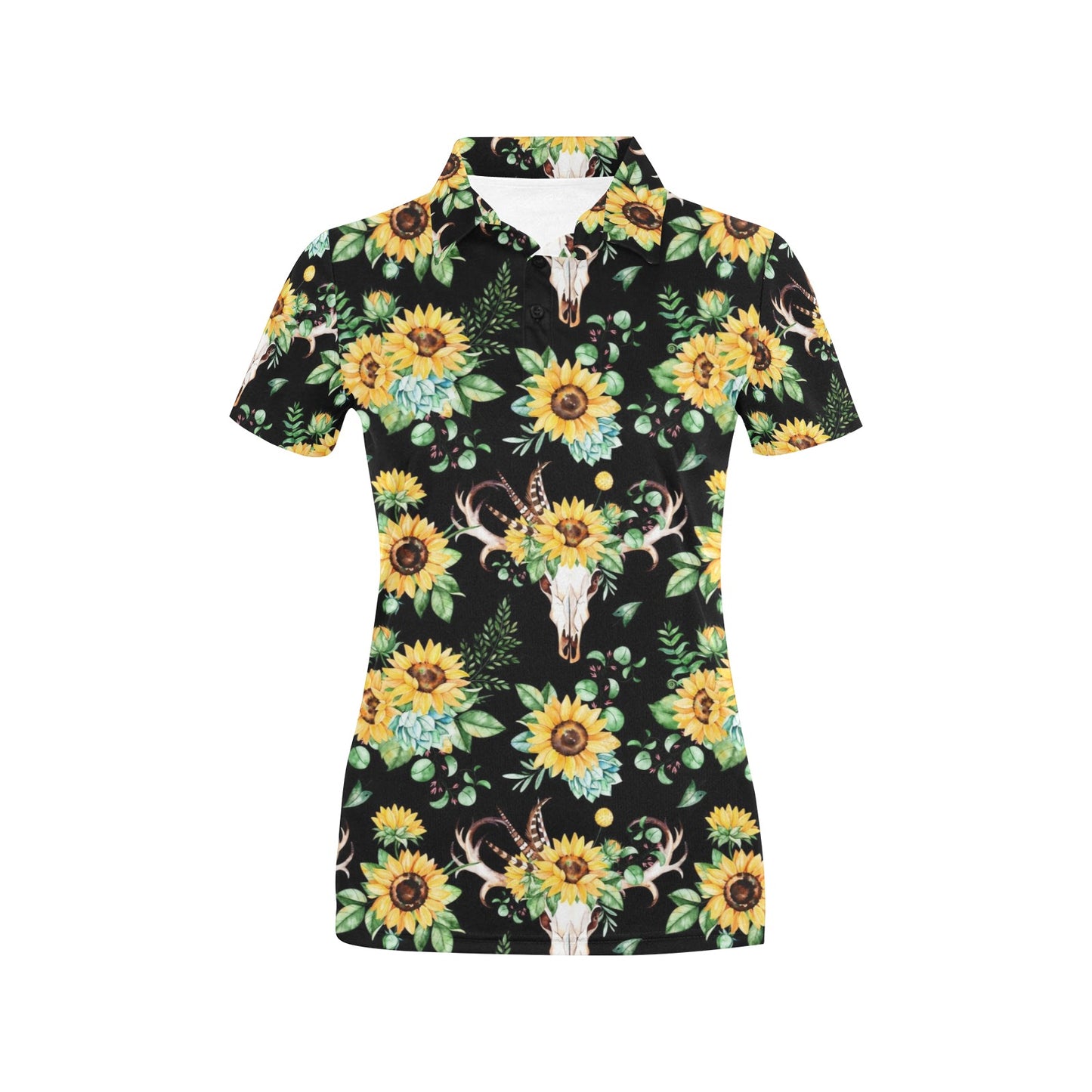 Sunflower Pattern Print Design SF08 Women's Polo Shirt