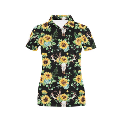 Sunflower Pattern Print Design SF08 Women's Polo Shirt