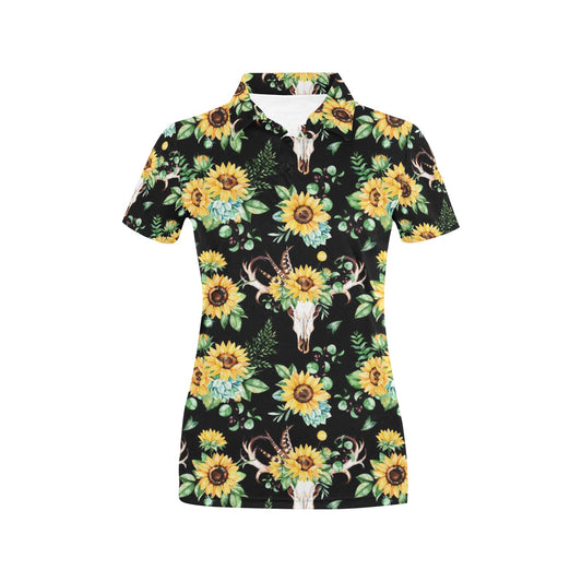 Sunflower Pattern Print Design SF08 Women's Polo Shirt