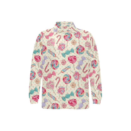 Candy Pattern Print Design CA04 Long Sleeve Polo Shirt For Men's