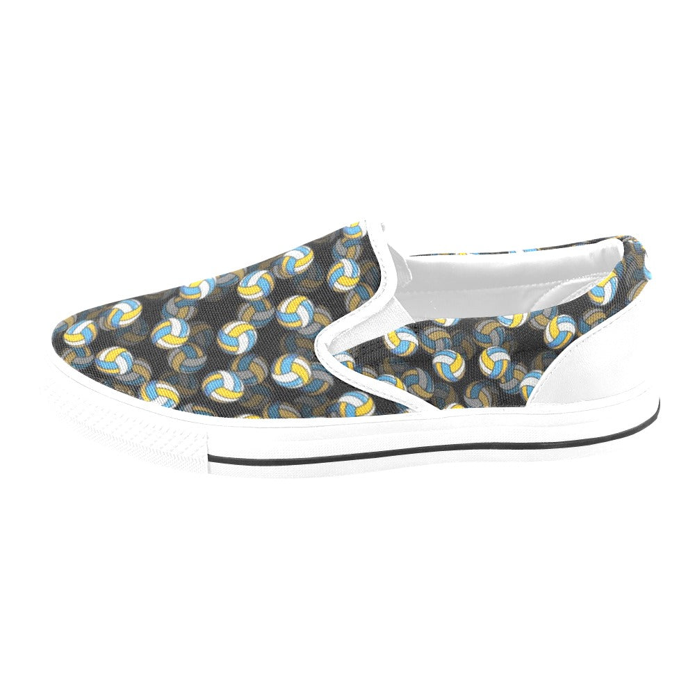 Volleyball Print Design LKS302 White Slip Ons Canvas Women's Shoes