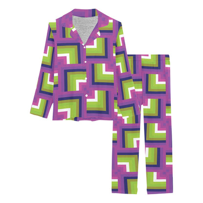 Optical illusion Pattern Print Design A05 Women's Long Pajama Set