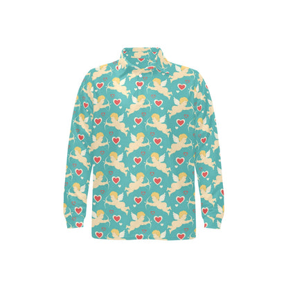 Cupid Pattern Print Design 01 Long Sleeve Polo Shirt For Men's