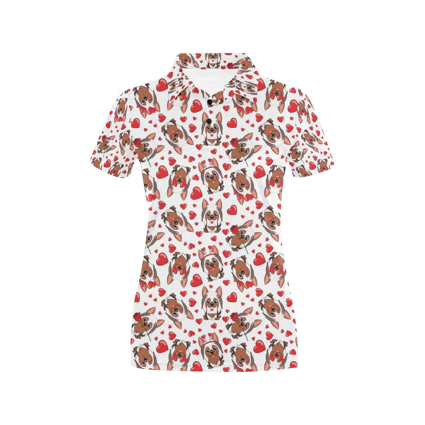 Silky Terriers Heart Print Design LKS302 Women's Polo Shirt
